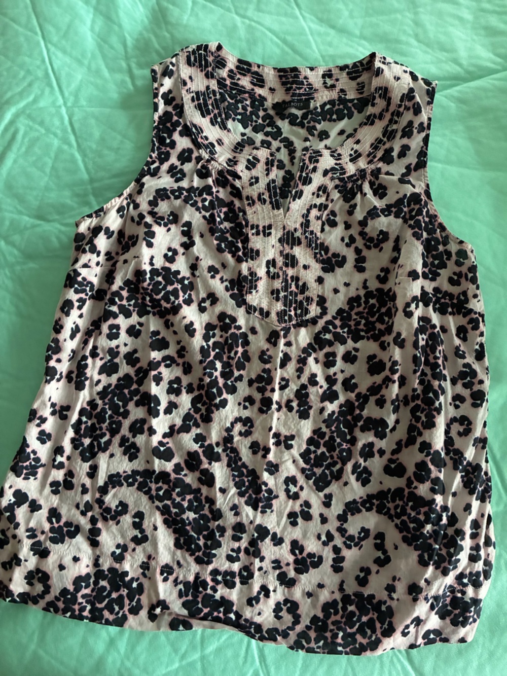 Talbots Pink and Black Sleeveless Animal Print Top